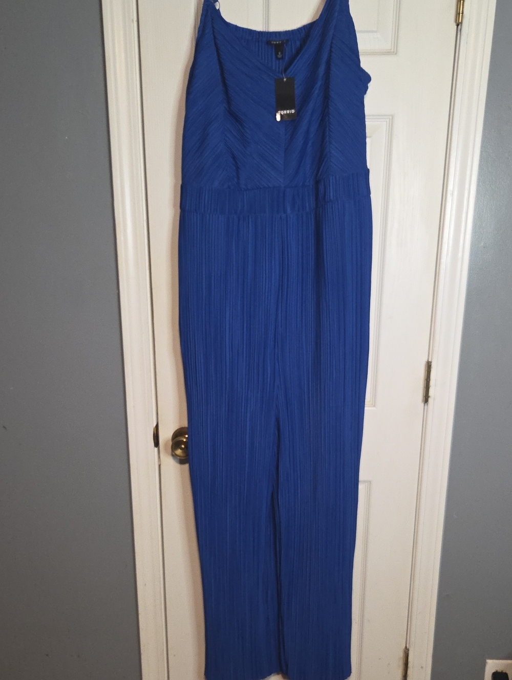 torrid Royal Blue Pleated Wide-Leg Sleeveless Jumpsuit
